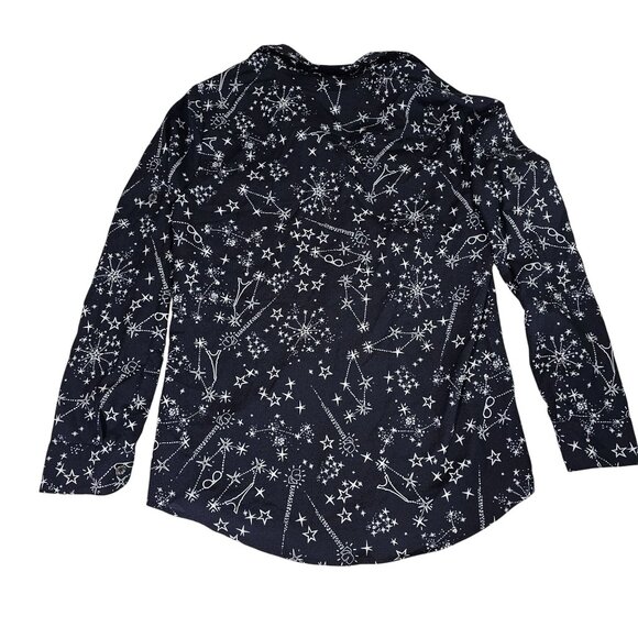 Karl Lagerfeld Paris Printed Button-Front Top Star Celestial Theme Size Small - Picture 7 of 7